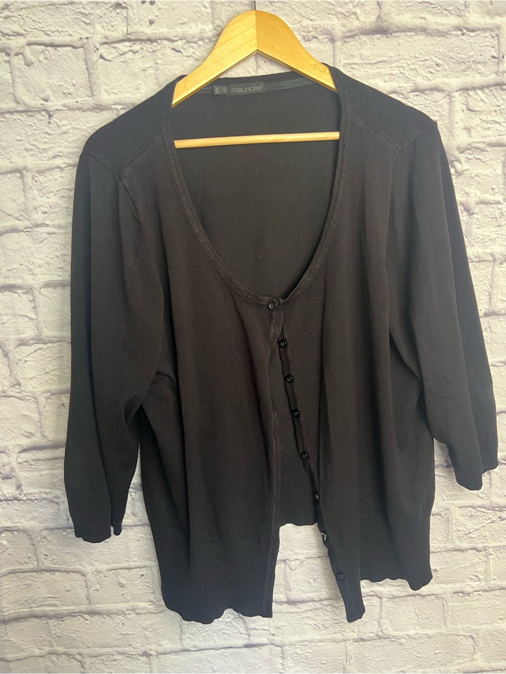 Maurices Black Button Front Cardigan – Plus Size 3 (3X)